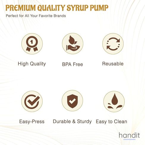 مضخات شراب القهوة من هانديت، 1/4 أونصة لكل مضخة، عبوة من 4 قطع بيضاء مع أغطية أطراف سوداء | تناسب زجاجات توراني وسكيني وستاربكس دافينشي لتر وزجاجات مونين البلاستيكية بوزن 33.8 مل | لا يناسب زجاج مونين 750 مل in Kuwait