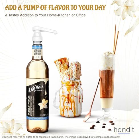 مضخات شراب القهوة من هانديت، 1/4 أونصة لكل مضخة، عبوة من 4 قطع بيضاء مع أغطية أطراف سوداء | تناسب زجاجات توراني وسكيني وستاربكس دافينشي لتر وزجاجات مونين البلاستيكية بوزن 33.8 مل | لا يناسب زجاج مونين 750 مل in Kuwait