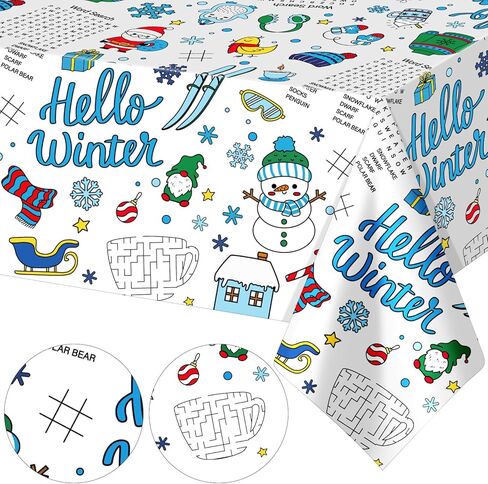 1 Pcs 108 x 54 Inch Kids Giant Hello Summer Coloring Tablecloth Disposable Jumbo Paper Tablecloth for Coloring Banner for Home Classroom Birthday Activity Party Supplies in Saudi Arabia