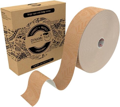 Tape Tape Dynamic PowerBand® | الشريط الدعم الميكانيكي الحيوي النهائي والارتداد | 4 اتجاه تمتد | لاصق خالي من اللاتكس ، مقاوم للماء | تان عادي - 2 " in Kuwait