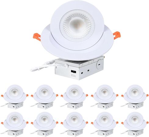 Zyc Gimbal LED LED LEARTING - 6 بوصة 5CCT 12W 360 ° دوران قابلة للتعديل ضوء التدوير ، الأضواء الدوارة LED ، ضوء السقف المنحدر الاتجاه ، حزمة أسفل الويفر القابلة للرقابة القابلة للرقابة من 6 أسود. in Kuwait