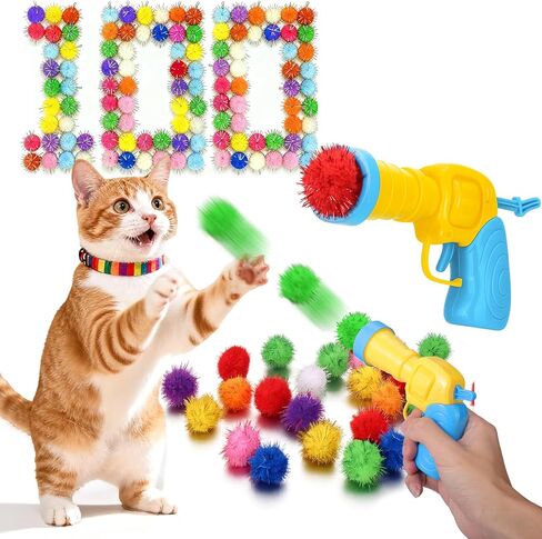 Mity rain Cat Ball Pit with Balls Included, Cat Interactive Toy for Indoor Bored Cats with Cat Ball Launcher, Jingle Balls and Pom Pom Balls, Cat Enrichment Toys, Kitten Toys for Self Playing in Saudi Arabia