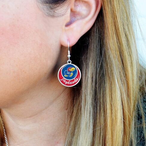 Kansas Jayhawks Stacked Disk Earrings Jewelry Gift Licensed KU in Saudi Arabia