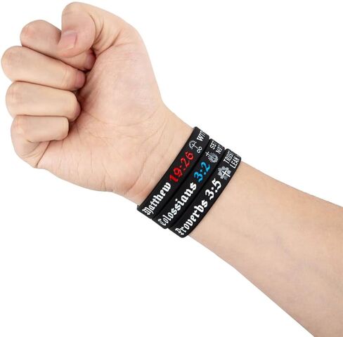 Sainstone Power of Faith Christian Bible Verse Silicone Bracelets - Matthew 19:26, Colossians 3:2, Proverbs 3:5 - Religious Scriptures Motivational Wristbands Church Gifts for Men Women in Saudi Arabia