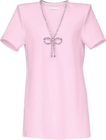 AREA Crystal Bow V-Neck T-Shirt Dress in Saudi Arabia