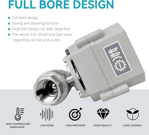 BACOENG Motorized Ball Valve, 1/2" DN15 Electrical Ball Valve, 2 Way 110VAC Stainless Steel NC Electric Water Valve in Saudi Arabia