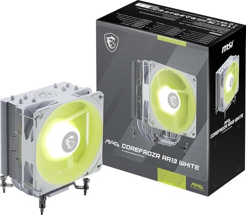 MSI MAG COREFROZR AA13 White - مبرد هواء وحدة المعالجة المركزية ARGB - متوافق مع LGA 1700/1851 / AM5/AM4 - مروحة ARGB PWM مقاس 120 مم - أنابيب حرارية تعمل باللمس المباشر - معجون حراري مطبق مسبقًا - أبيض in Saudi Arabia