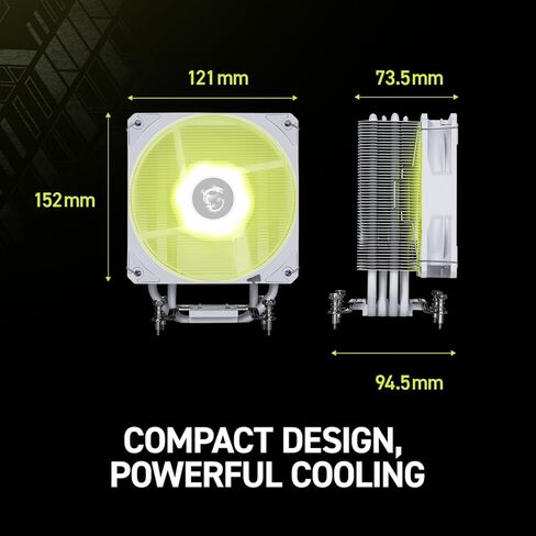 MSI MAG COREFROZR AA13 White - مبرد هواء وحدة المعالجة المركزية ARGB - متوافق مع LGA 1700/1851 / AM5/AM4 - مروحة ARGB PWM مقاس 120 مم - أنابيب حرارية تعمل باللمس المباشر - معجون حراري مطبق مسبقًا - أبيض in Saudi Arabia