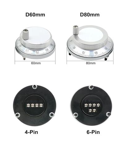 CNC Handwheel 5V 6pin 100 Manual Generator Hand Wheel CNC Machine 60mm 80mm Rotary Encoder(24v-4pin-100pulse,Dia. 60mm) in Saudi Arabia