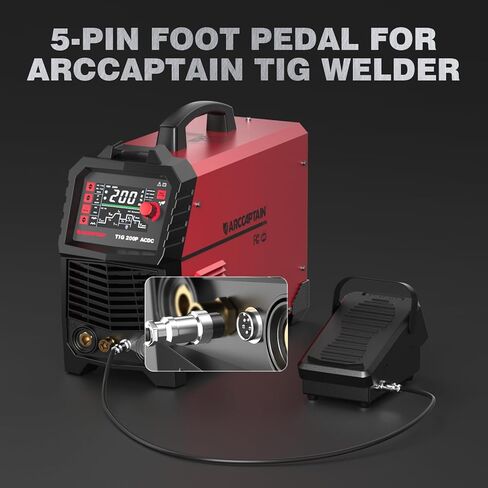 ARCCAPTAIN TIG Welding Foot Pedal, 5-Pin Remote Amp Control, Wider Contact Area & Strap Design Foot Pedal for TIG200/ TIG200P/ TIG200P ACDC/ TIG205 PRO/ TIG205P PRO in Saudi Arabia