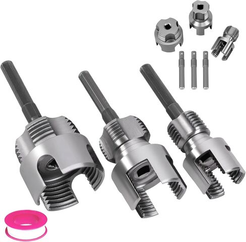 2PCS PVC Pipe Threader Kit - أداة ترابط أنابيب داخلية وخارجية مزدوجة الوظيفة لمدة 1/2 "و 3/4" أنابيب PVC/البلاستيك in Kuwait