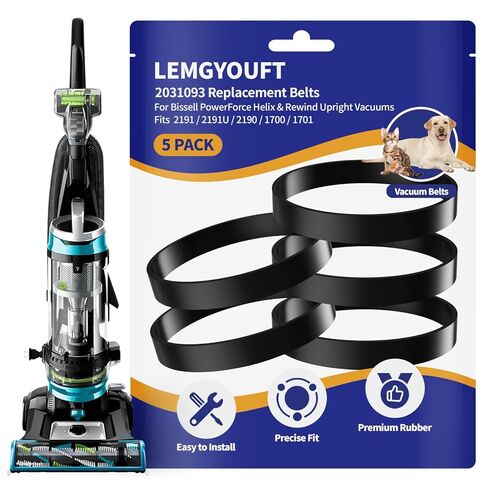 أحزمة تفريغ LEMGYOUFT مكونة من 5 قطع لـ Bissell PowerForce Helix (Turbo) - حزام بديل P/N 2031093,1604129,3031120، يناسب الموديلات 2191,2191U,1700,1701,2691,2692,1797,3920,3332,2190,1240,12B1,68C7 سلسلة in Kuwait