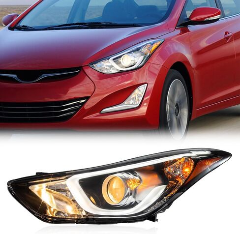 مصابيح الأمامية TODO مع مجموعة LED DRL متوافقة مع 2014 2015 2015 ELANTRA Sport Limited Head Light مع استبدال LED Side Marker Light 921023Y510 921013Y510 DRIVER & PASSENGER in Kuwait