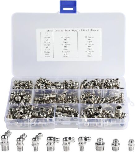 تشكيلة زيرك لتركيبات الشحوم المعدنية: مجموعة 115 قطعة مستقيمة 45 90 درجة M6 M8 M10 in Kuwait
