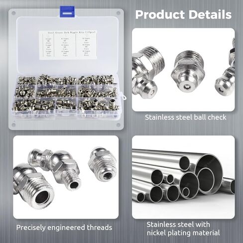تشكيلة زيرك لتركيبات الشحوم المعدنية: مجموعة 115 قطعة مستقيمة 45 90 درجة M6 M8 M10 in Kuwait