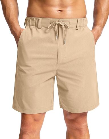 Soothfeel Men's Casual Shorts 7" Lightweight Golf Shorts for Men Stretch with Pockets Quick Dry Breathable Workout Shorts Khaki XL in Saudi Arabia