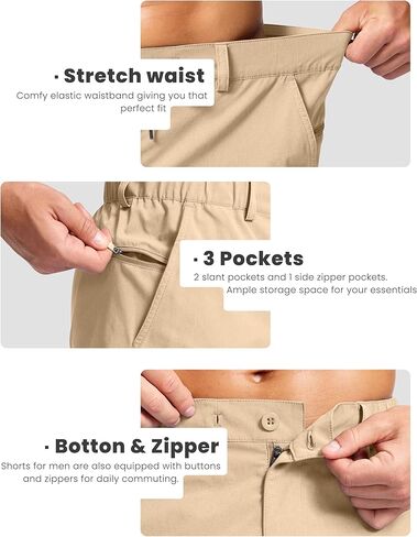Soothfeel Men's Casual Shorts 7" Lightweight Golf Shorts for Men Stretch with Pockets Quick Dry Breathable Workout Shorts Khaki XL in Saudi Arabia