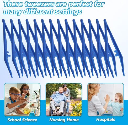 30 Pack Plastic Tweezers, Disposable Forceps for Medical First Aid, Craft Tweezer with Finger Ridges, Serrated Tips and Narrow Points for Lab, School Science, Dressing, Gauze Handling in Saudi Arabia