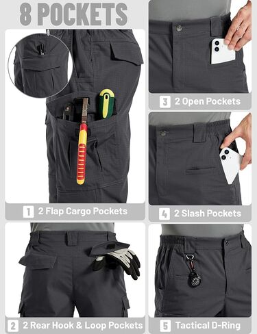 TACVASEN Men's Cargo Work Pants Ripstop Water Resistant Tactical Hiking Pants 8 Pocket Lightweight Construction Trousers in Saudi Arabia