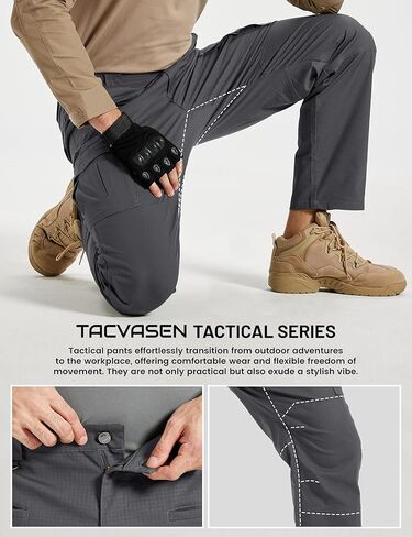 TACVASEN Men's Cargo Work Pants Ripstop Water Resistant Tactical Hiking Pants 8 Pocket Lightweight Construction Trousers in Saudi Arabia