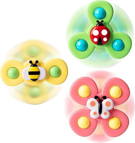 3PCS Suction Cup Spinner Toys for 1 2 Year Old Boys Spinning Toys Baby Toys 12-18 Months Sensory Toys for Toddlers 1-3 Easter Basket Stuffers Gifts for 1 Year Old Girls in Kuwait