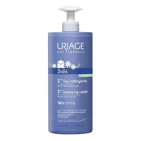 URIAGE Baby 1st Cleansing Water with Organic Edelweiss I No-Rinse, Soothes, and Softens, Face & Body, Paraben & Soap Free, 500 mL / 17 oz in Saudi Arabia