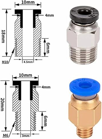 10Pcs PC4-M6 PC4-M10 Pneumatic Fitting PC4-M10 for 3D Printer Parts(Mixed Size) in Saudi Arabia