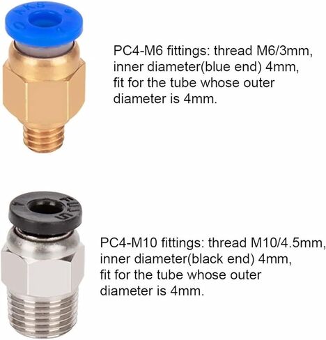 10Pcs PC4-M6 PC4-M10 Pneumatic Fitting PC4-M10 for 3D Printer Parts(Mixed Size) in Saudi Arabia