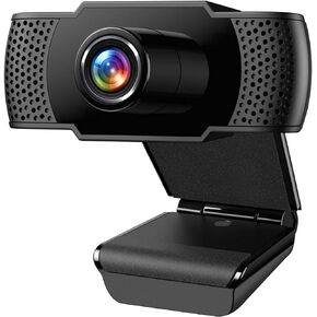 lezoura 1080P Webcam with Microphone, Full HD Web Camera with Auto Light Correction, Noise-Cancelling Mics, USB Computer Web Camera for Video Calling/Conferencing/Zoom/Online Classes