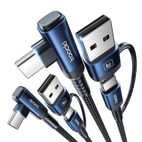 toocki 60W USB C to USB C Cable (2-Pack 6.6FT), Right Angle Fast Charging USB A to USB C Charger Cable Compatible with iPhone15 Pro Max/Plus/MacBook Air/Samsung S23 Ultra /S22 Note 20
