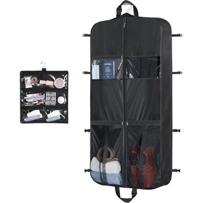 Zilink Heavy Duty Garment Bags for Travel with Accessory Pouch Carry on Suit Bags for Men Travel Convertible Hanging Suit Cover Bags for Women for Suit Shirts Coats Dresses, Black