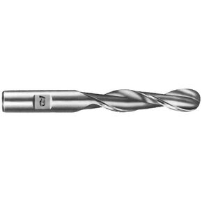 F&D Tool Company 17232-AT1710 Two Flute Ball Nose End Mill for Aluminum, Single End, Long, High Speed Steel, 5/16" Mill Diameter, 3/8" Shank Diameter, 1.375" Flute Length, 3.125" Overall Length