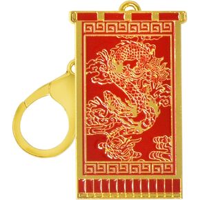 Feng Shui Prosperity Flag With Dragon Keychain Home Wealth Porsperity Success Good Luck Amulet New Year Christmas Gift