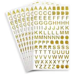 7 Sheets Gold Letter Stickers, 1 inch Gold Alphabet Stickers, Self Adhesive Gold Letters Stickers Graduation Cap Stickers for DIY Craft Art Scrapbooks Greeting Cards (Gold)
