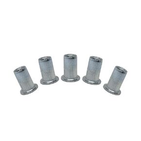 USA Fittings 100 Pack of 10-32 Clear Zinc Finish Steel Large Flange Rivet Nut .020 - .130 Grip Range Qty: 100