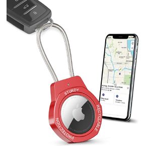 Airtag Keychain Holder Aluminum-Compatible with Apple AirTag Tracker,with Keychain Airtag Holder for Case，Suitable for Luggage, Keys, Backpacks, Pets, etc.(Coffee)