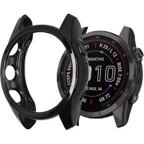 kwmobile Cover Compatible with Garmin Fenix 7S / Fenix 7S Solar - Cover Silicone Case for Fitness Tracker - Black/Silver