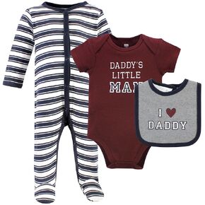 Hudson Baby Unisex Baby Cotton Sleep and Play, Bodysuit and Bandana Bib Set, Boy Daddy, Newborn in Kuwait