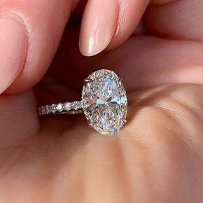 White Gold Plated 4 Carat Brilliant Cut Solitaire Cubic Zirconia CZ Engagement Ring Purpose Statement Anniversary Halo Ring