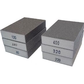 6 PCS Hand Sanding Blocks Set - 80 120 180 220 320 400 Grits Sander Sponge, Wet and Dry Dual-use Sanding Sponges, Coarse and Fine, Washable and Reusable, Ideal for Wood Metal Wall Polish…
