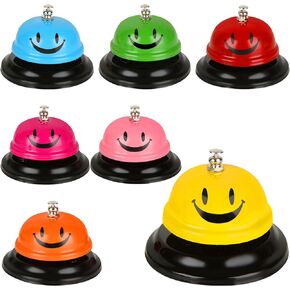 7 Pack Desk Bell Call Bell, 3.3 Inch Metal Anti-Rust Ringing Service Bell, Big Button Desk Bell for Service, Hotels, Schools, Restaurants, Hospitals, Reception and Pet Dog Training, 7 Color