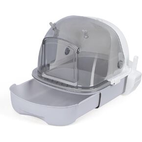 Cat Litter Box Enclosure, Sifting Cat Litter Tray with Shield and Scoop, Hooded Kitty Litter Pan with Lid for Pine Pellets Transparent Cover in Kuwait