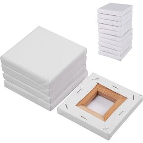 10 Pack Canvas Panels 6" x 6" Square 15CM 100% Cotton White Blank Stretched Canvas Boards for Painting Craft Drawing Small Acrylics Canvas Art Board Acrylic Oil Paint DIY Kids Children Adults