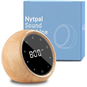 Nytpal Alarm Clock White Noise Sound Sleep Machine for Baby/Aults, Wood 20 Soothing Sounds-5 Timers and Memory Feature, Portable Rechargeable in Saudi Arabia