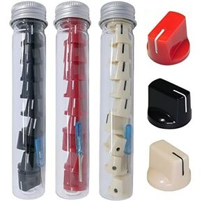 30 pcs Pointer Knob Assortment 10 Black 10 Cream White 10 Red, for guitar effect pedal and amps 1/4 shaft