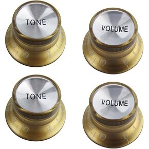 FLEOR 2T2V Speed Control Knobs Set Black Plastic Top Hat Style Guitar Knobs Fit Gibson Les Paul Electric Guitar Part