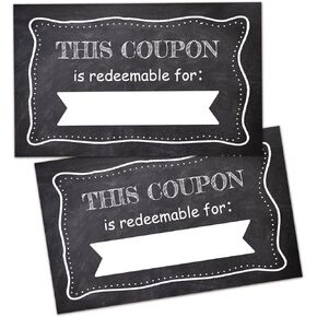50 Coupon Cards, Chalk Blank Gift Certificates Redeem Vouchers for Business,Coupons for Mom, Wife,Husband, Business - Vouchers,Business Services Coupon to Offer Customer Rewards and Incentives