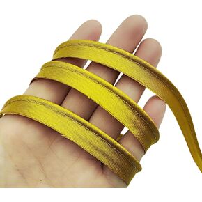 YOOGCORETT 16 Yards Natural Polyester Satin Bias Piping Type, Maxi Piping Trim, Bias Type with Cord, Welting Cord, for Sewing Lip Cord Trim, Clothing Accessories,Upholstery Piping Trim12mm (1/2 Inch)