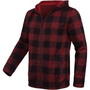 Xsylxgc Fleece Jacket Men Plaid Hoodies Zip Up Fall Sweatshirts Jacket