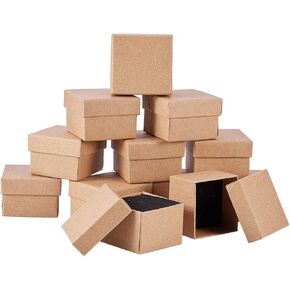 BENECREAT 12 Pack 3.5x2.7x1 Inches Necklace Ring Box Rectangle Kraft Cardboard Jewelry Gift Boxes for Anniversaries, Weddings, Birthdays